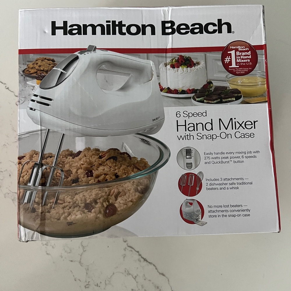 Hamilton Beach White Hand Mixer with Storage Case